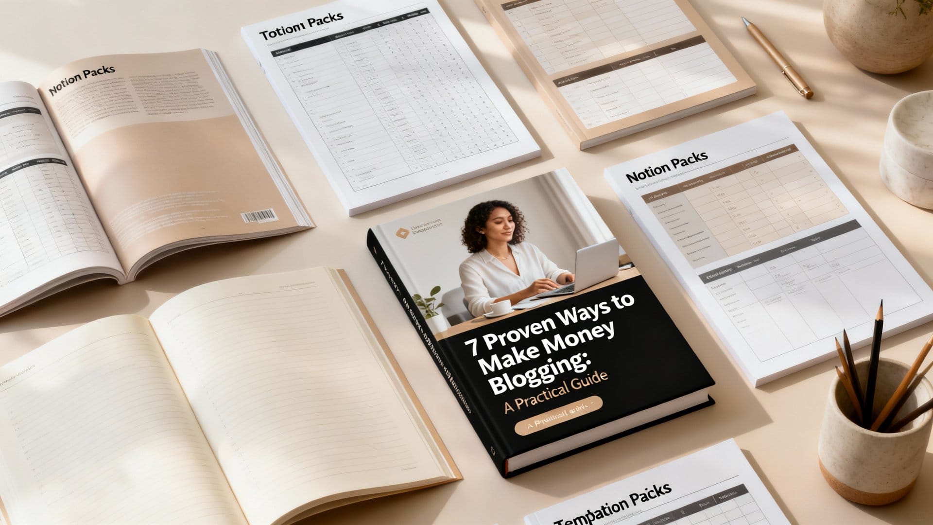 4) Digital Products (Templates, Notion packs, ebooks, printables)