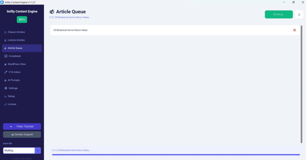 SofilyContentEngine - AI generating article