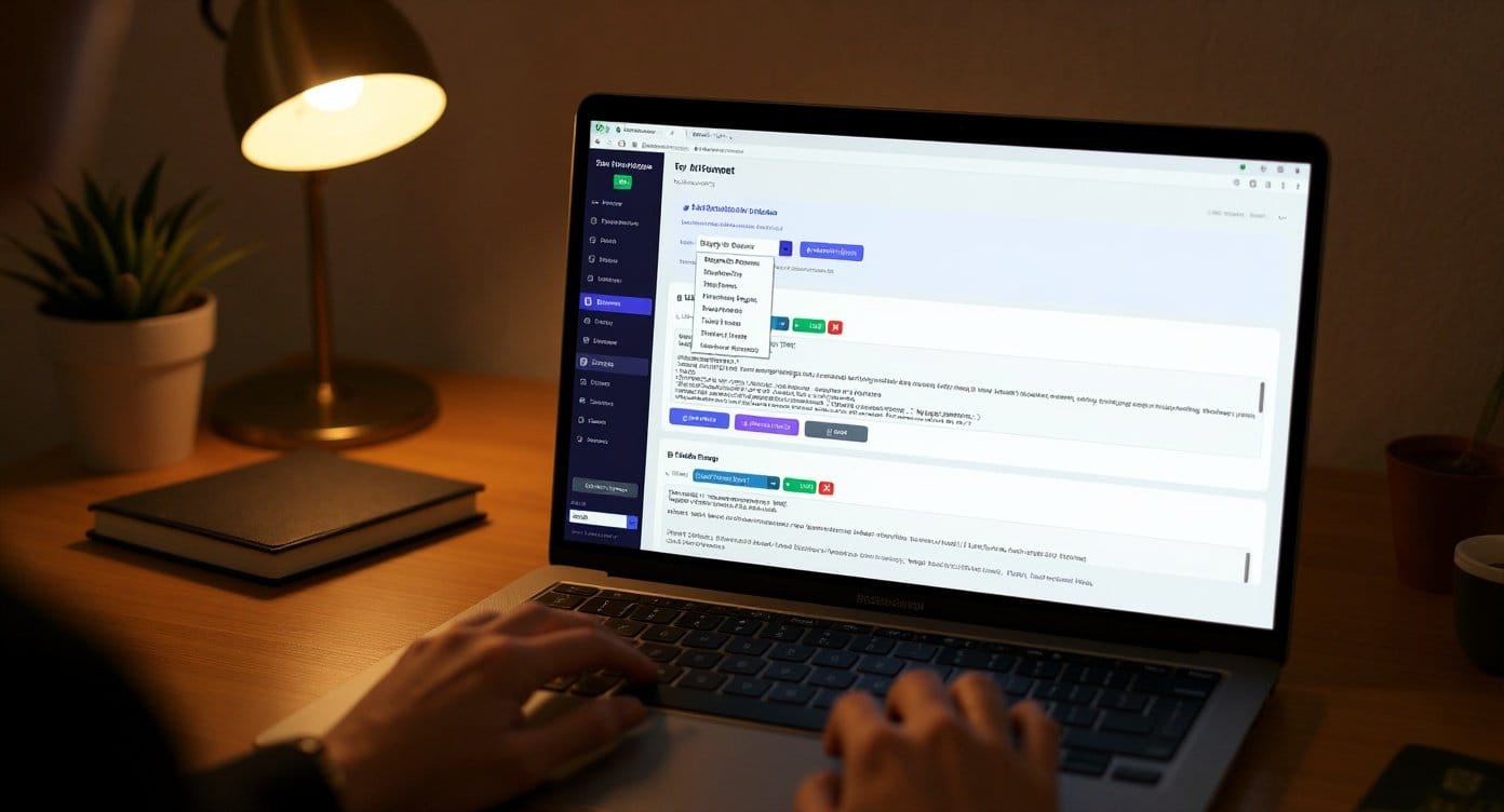SCE AI Prompts page showing niche template selector with 8 options: Blogging for Beginners, WordPress Tips, SEO & Traffic, Make Money Blogging, AI & Automation, Tools & Reviews, Software Tutorials, Home Decor (Pinterest). Classic Prompt editor visible with anti-AI rules, prompt library dropdown, Save & Use / Save to Library / Reset buttons. Listicle Prompt section below.