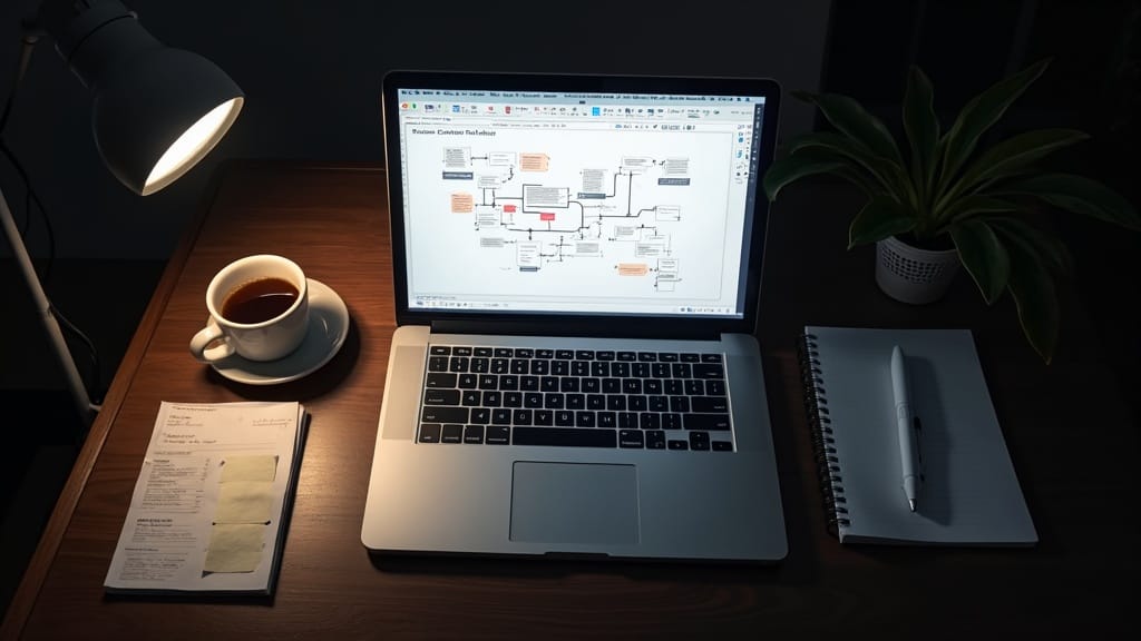 Simple workflow diagram showing blogger → agent setup → WordPress + social + email running automatic