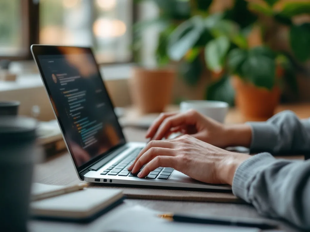 Replying to a new lead from a laptop at a tidy desk