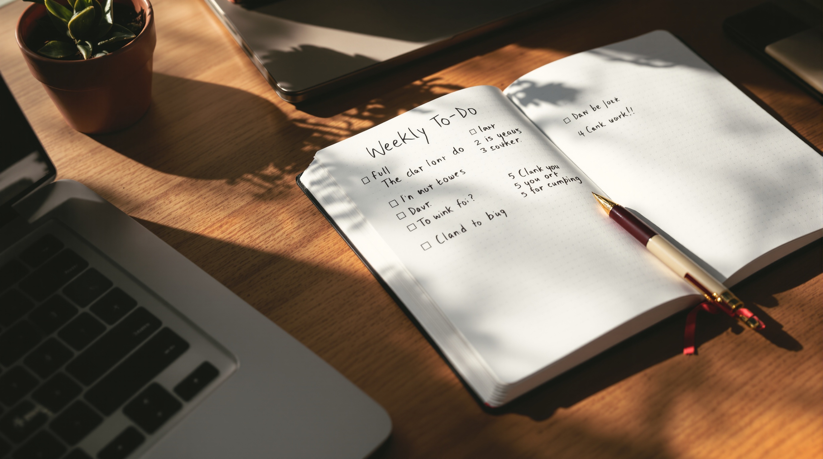 solopreneur jotting a lean to-do list in a notebook